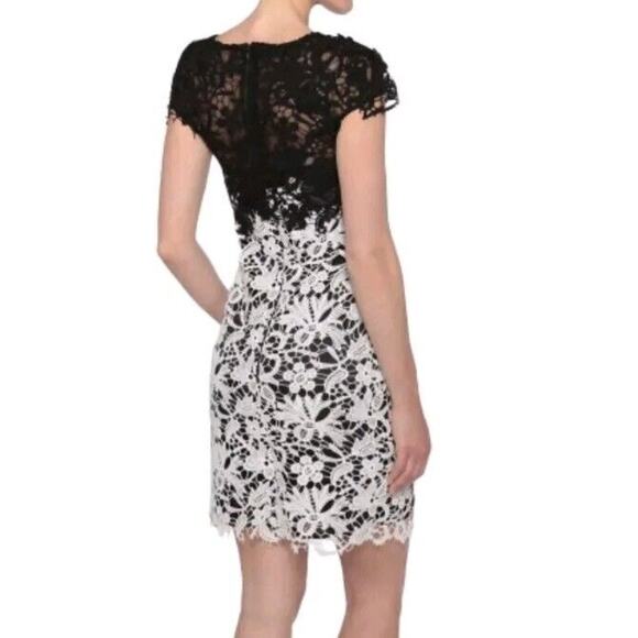 Talbot Runhof Lace Cocktail Dress Black White Embellishment Sz S Small (a - Picture 3 of 9